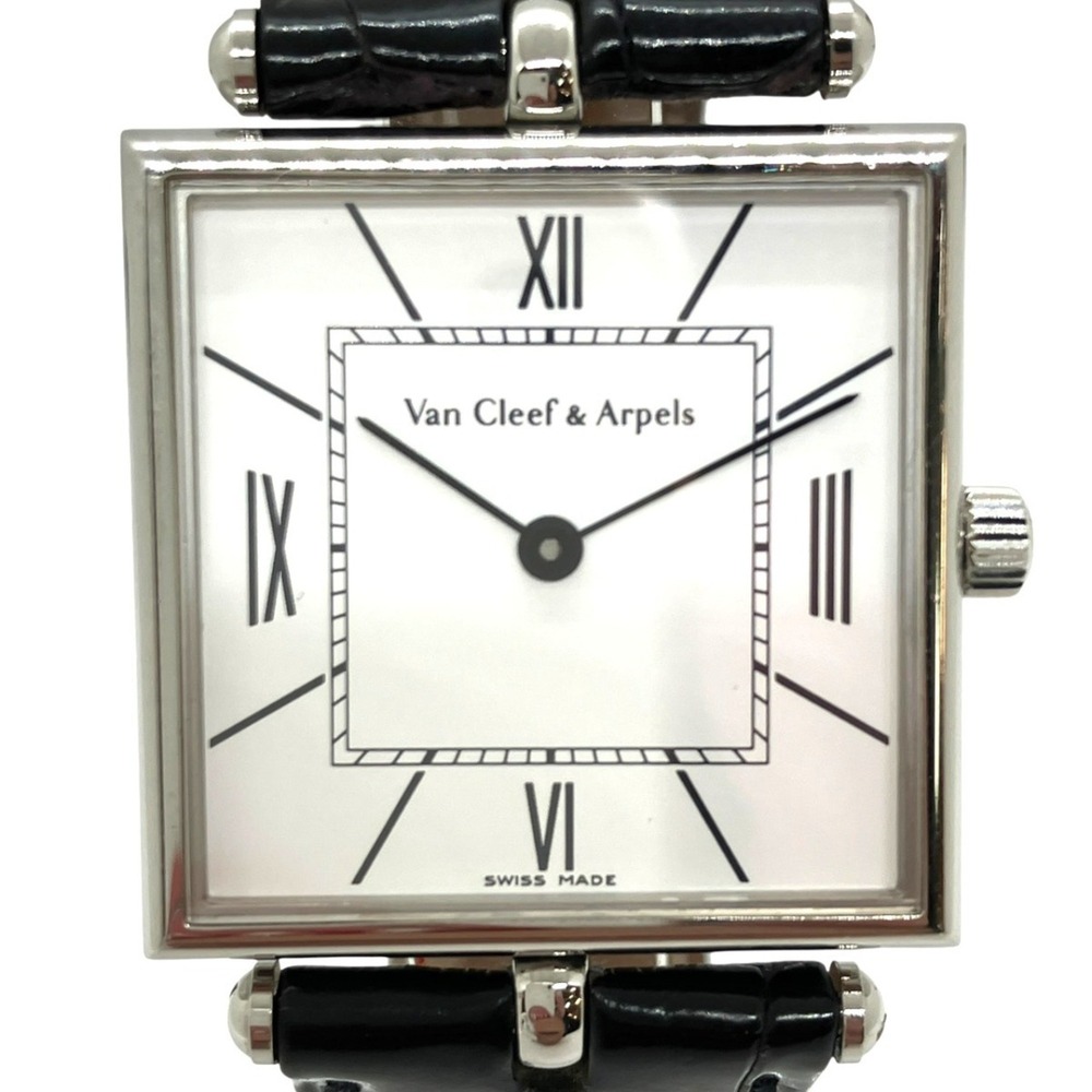 Van Cleef & Arpels Classic Watch, Stainless Steel, Genuine Leather Strap, Qua...
